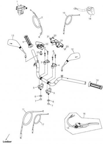 17950-501-000 Original Choke Zug Bild Nr. 15 Quad ATV Adly Beeline Online Herkules 450 500