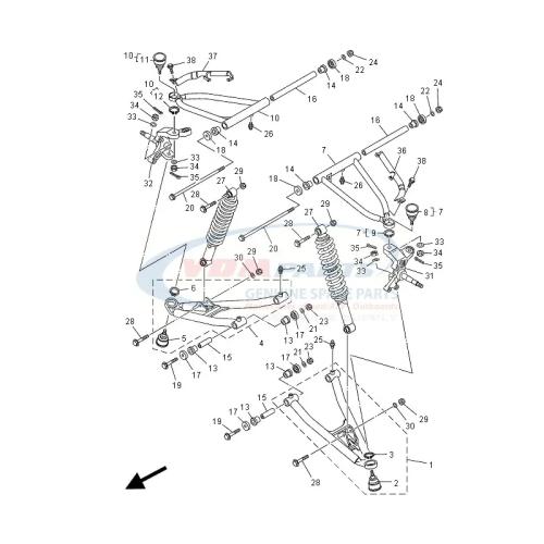 1PEF35806000 Original A-Arm Querlenker komplett vorne unten rechts Nr.4 Yamaha YFM 700R 2013-