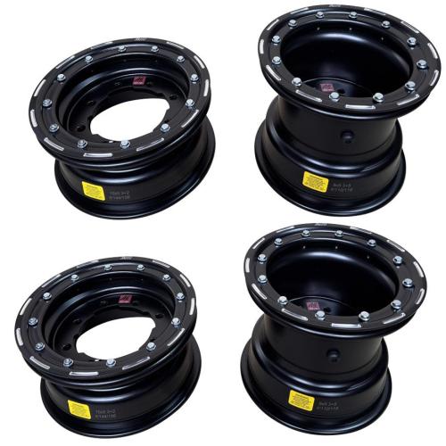 1 Satz LQ-Racing AWT Alu Felgen Beadlock hi. 4x110 + 4x115 vorne 4x144 + 4x156 Farbe schwarz