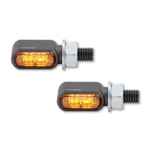 HIGHSIDER CNC LED Blinker LITTLE BRONX titan getntes Glas E-geprft Paar