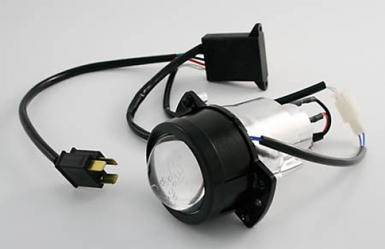 SHIN YO Ellipsoidscheinwerfer 50 mm mit Blende für Fern- und Abblendlicht, H1