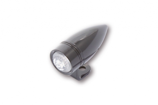 HIGHSIDER LED-Rcklicht MONO BULLET SHORT mit CNC Alu-Gehuse und Halter, schwarz, E-geprft, Set