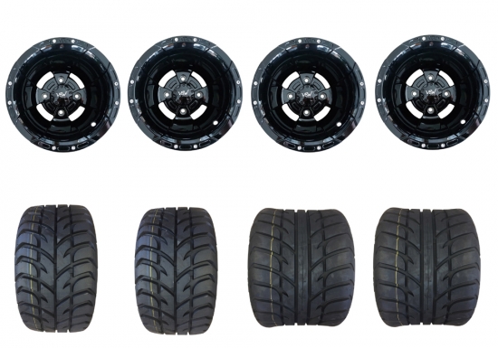 Alu Komplettrder schwarz Glanz + Maxxis Spearz 195 / 255 Reifen Teilegutachten f. Kymco MAXXER usw.