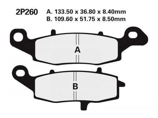 2P-260NS NISSIN Street Halbmetallische Bremsbelge - 2P-260NS