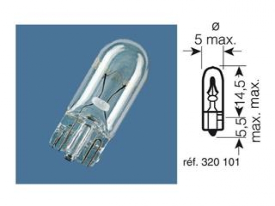 Birne 12V-1,2W / KONTROLLLEUCHTE Glassockel W2X4.6D
