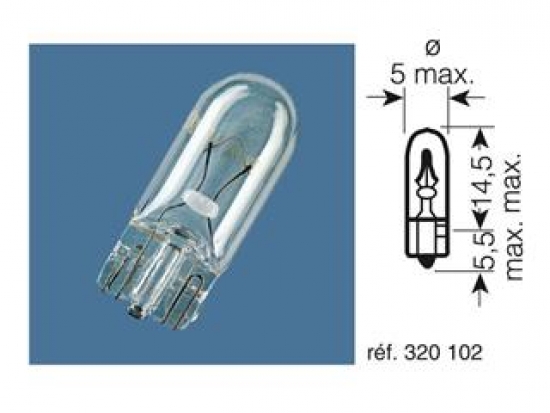 Birne 12V-2W / KONTROLLLEUCHTE Glassockel W2X4.6D