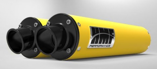 HMF Doppel Edelstahl Abgassystem Perform. Serie Turn Down Endkappen Schw. f. Can Am Renegade 500,850