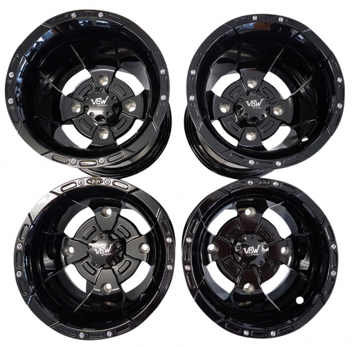 1 Satz VBW Sport Alu-Felgen schwarz/schwarz Glanz 6x10 10x6 + 10x10 Teilegut.f. Yamaha 700R 350R YFZ