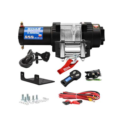 Husar ATV Seilwinde BST 3000LBS Stahl - Seil Zugkraft 1361kg + Zubehr und Funk Fernbedienung