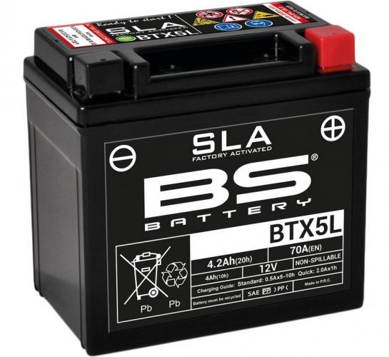 BTX5L SLA BS Batterie Typ SLA Wartungsfrei Werkseitig aktiviert Yamaha Suzuki Kymco E-Ton 50 - 100cc