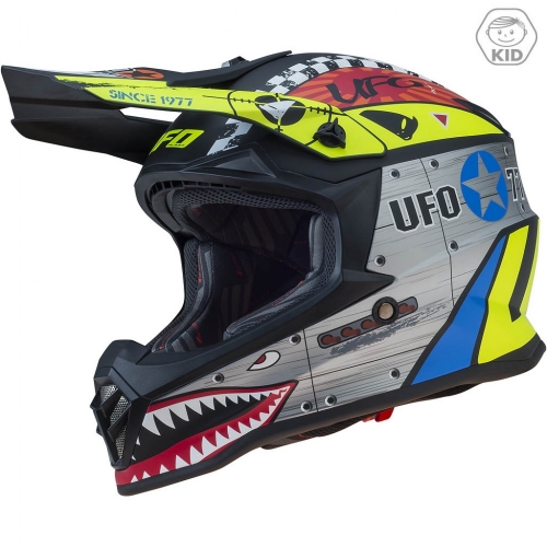 UFO Plast Kinder Cross Helm BOMBER L (51-52cm) grau Motorrad Quad Bike Enduro MX BMX Helm