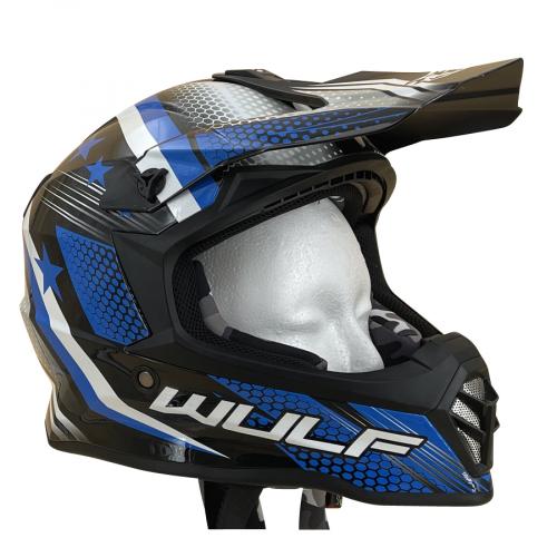 Wulfsport Kinder Cross Helm ICONIC XL (53-54cm) blau Motorrad Quad Bike Enduro MX BMX Helm