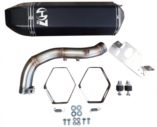 TK Turbo Kit Edelstahl Auspuff Endtopf (Slip On) E-Geprft Typ H7 schwarz fr Yamaha YFM 700R -14