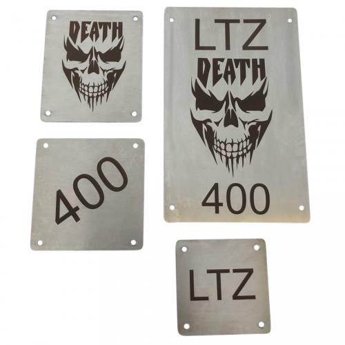 LQ Racing Warnschilder Ersatz Totenkopf Typ DEATH f. Quad / ATV Suzuki LTZ 400 -08